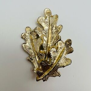 Vintage Gold Tone Oak Leaf Brooch Signed AA Artisan Textured Pin